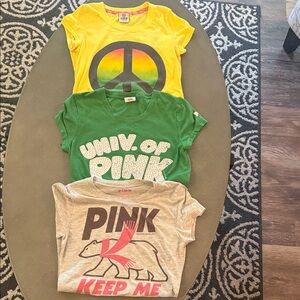PINK Victoria's Secret Tees - Yellow, Green, Gray